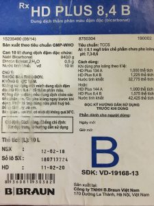 Dịch lọc thận nhân tạo B.Braun HD PLUS 8,4B